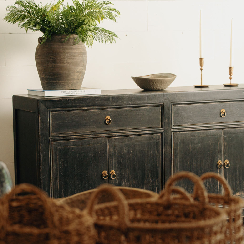 2 Drawer Black Buffet Cabinet
