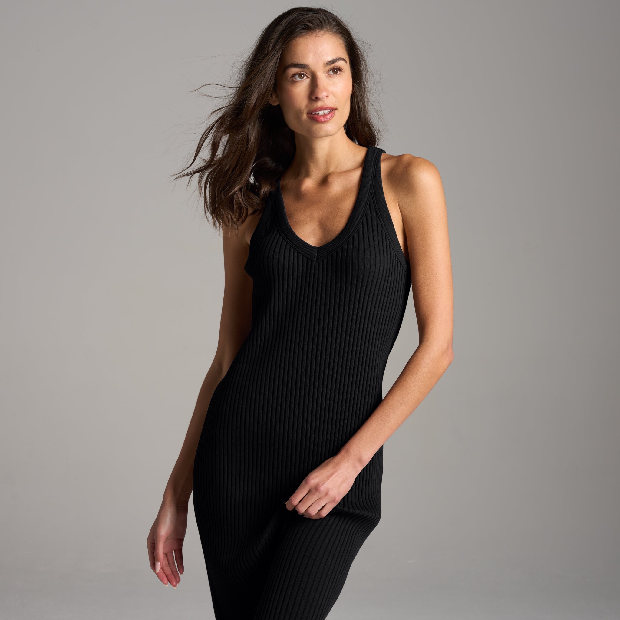 Duluth V Neck Rib Tank Dress