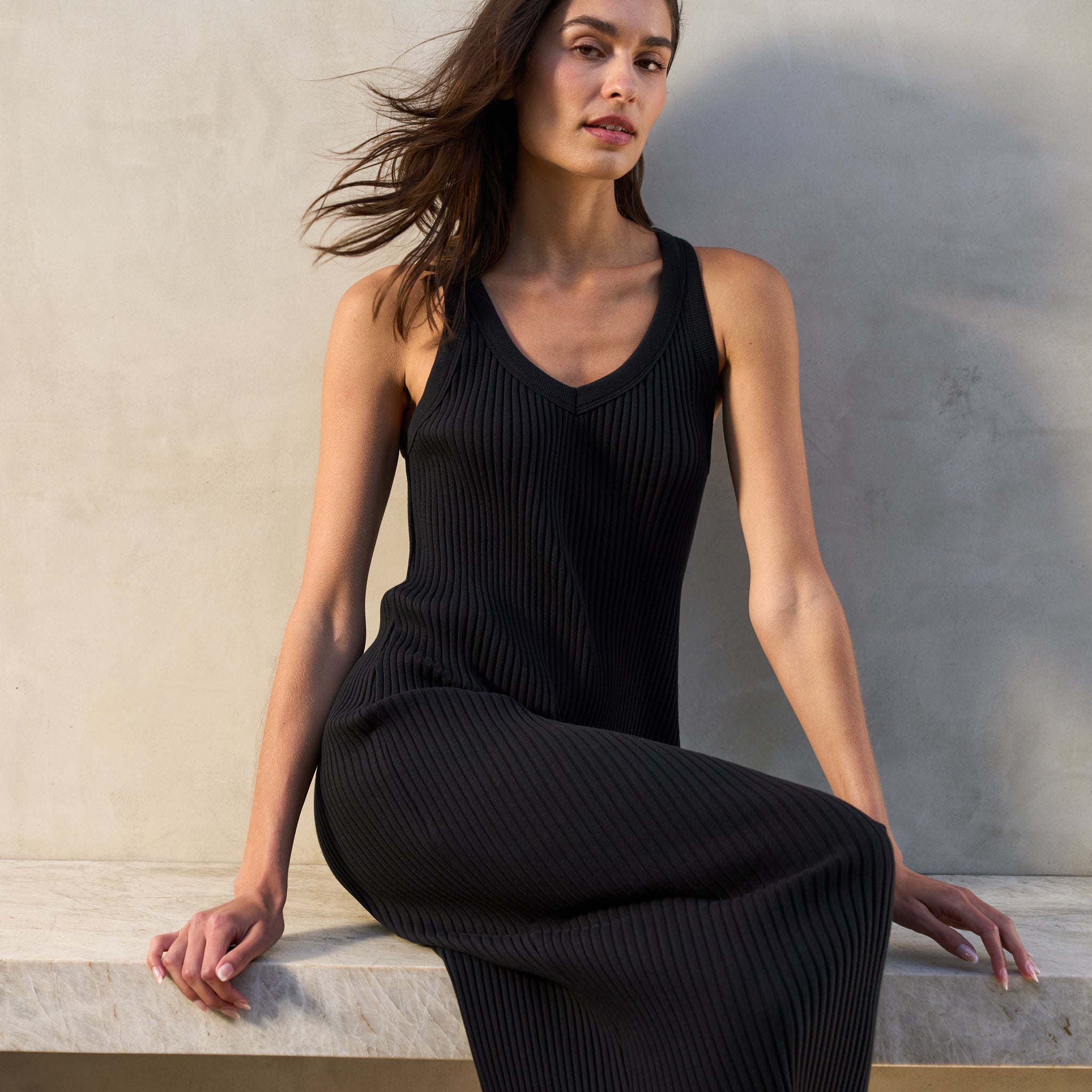Duluth V Neck Rib Tank Dress