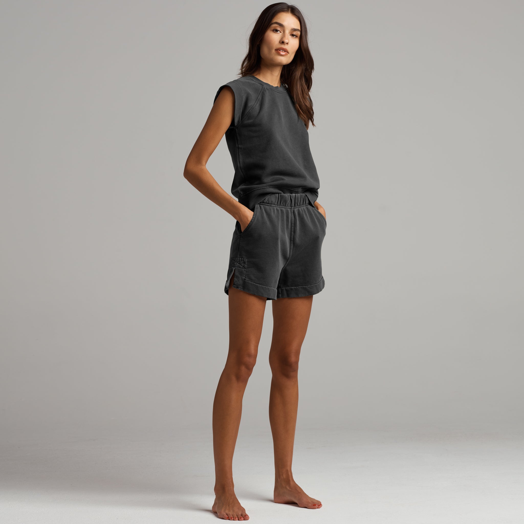 Estelle Cap-Sleeve Raglan Terry Sweatshirt
