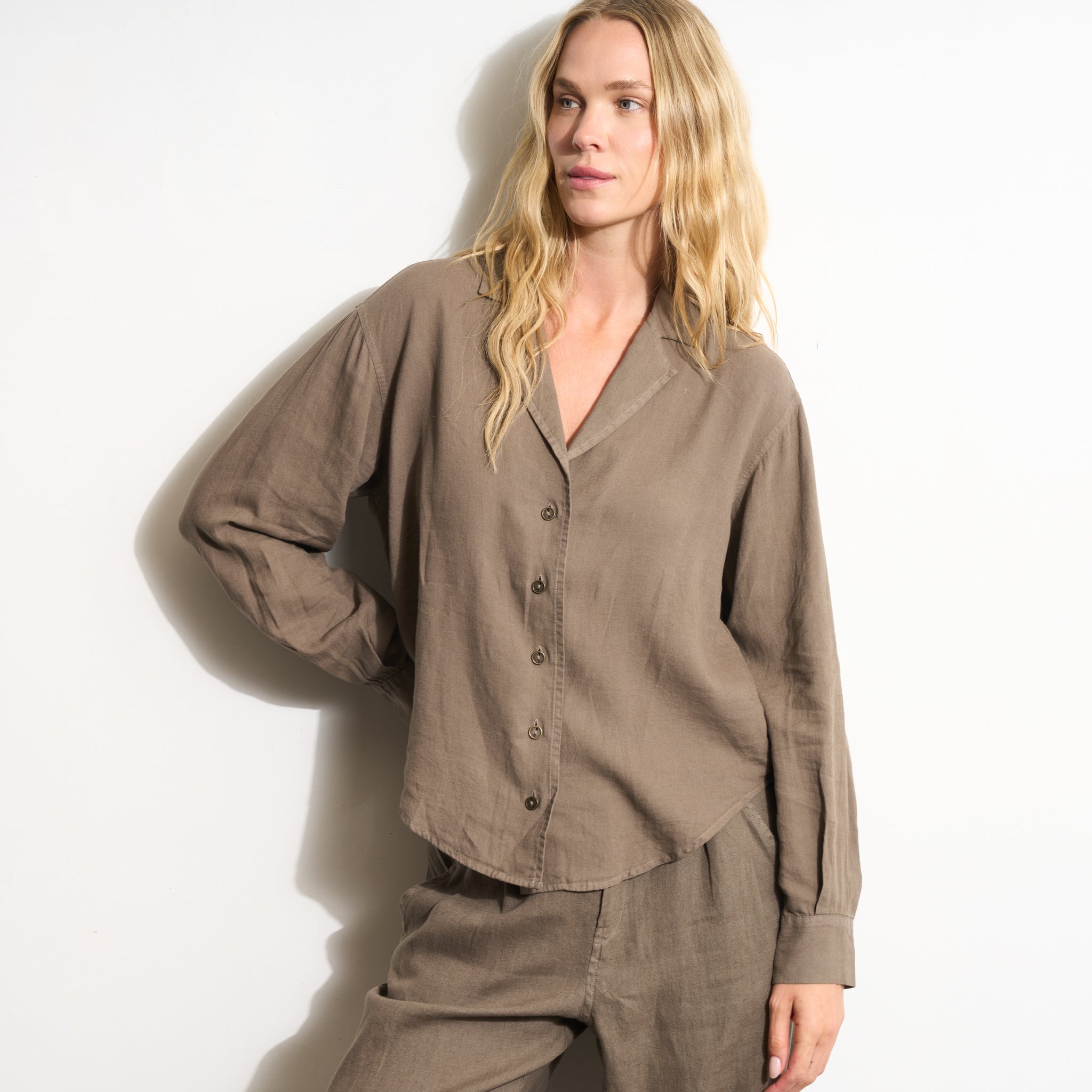 Hazel Long Sleeve Linen Camp Shirt