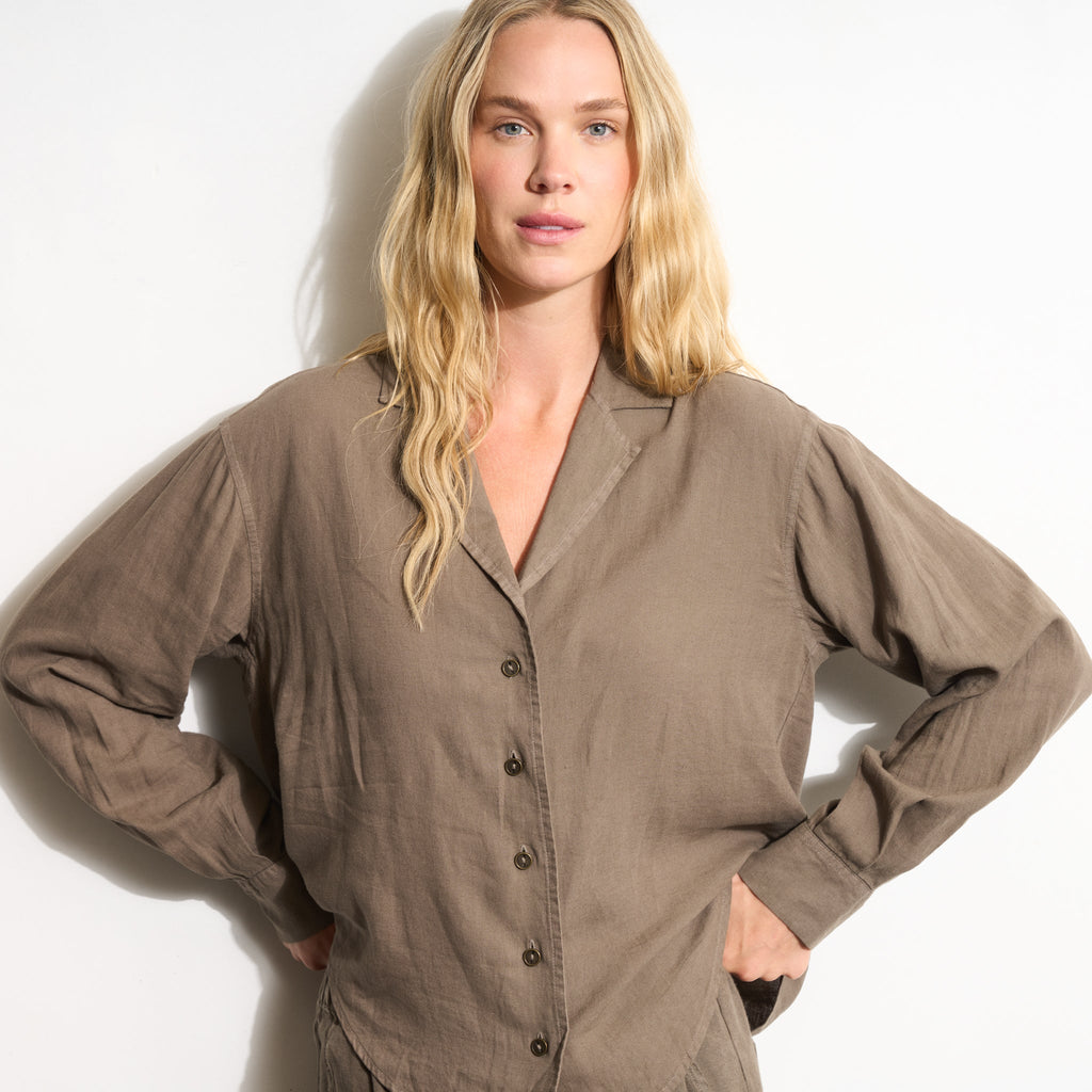 Hazel Long Sleeve Linen Camp Shirt