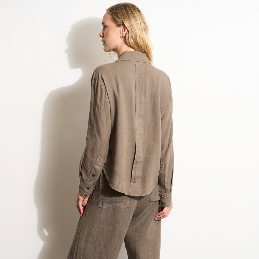 Hazel Long Sleeve Linen Camp Shirt