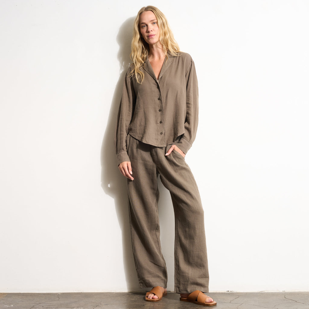 Hazel Long Sleeve Linen Camp Shirt