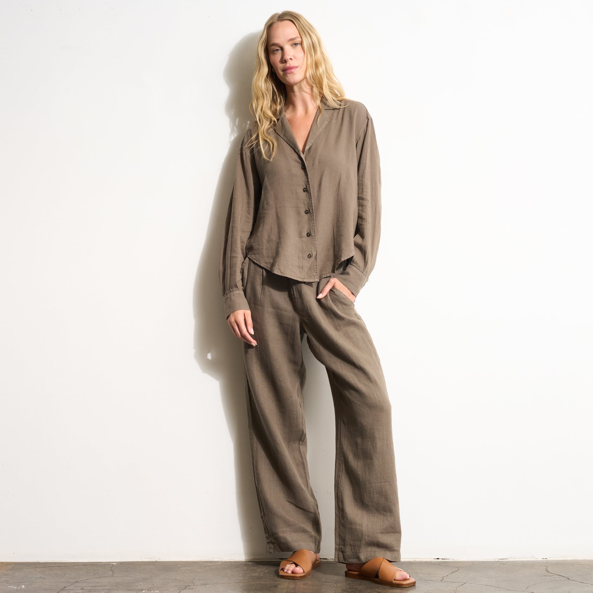 Hazel Long Sleeve Linen Camp Shirt