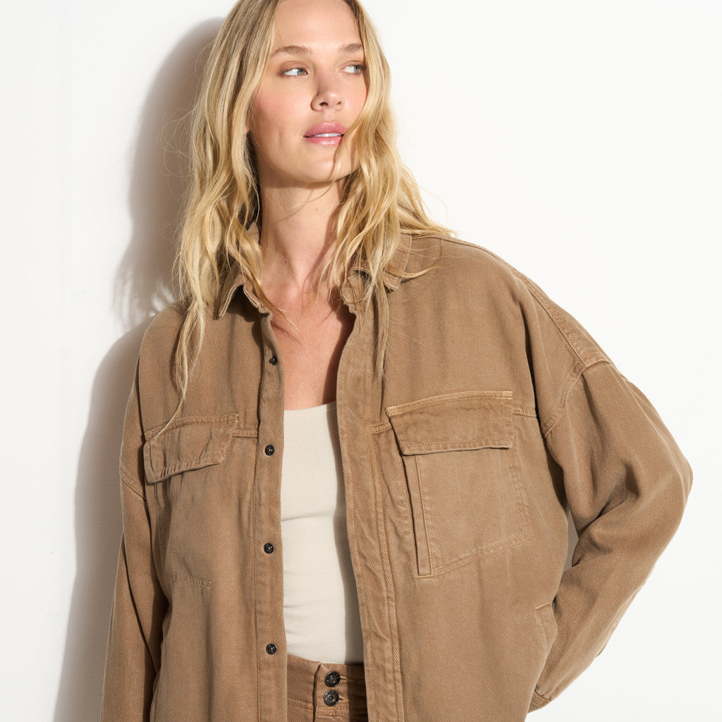 Odette Drape Denim Twill Shirt Jacket