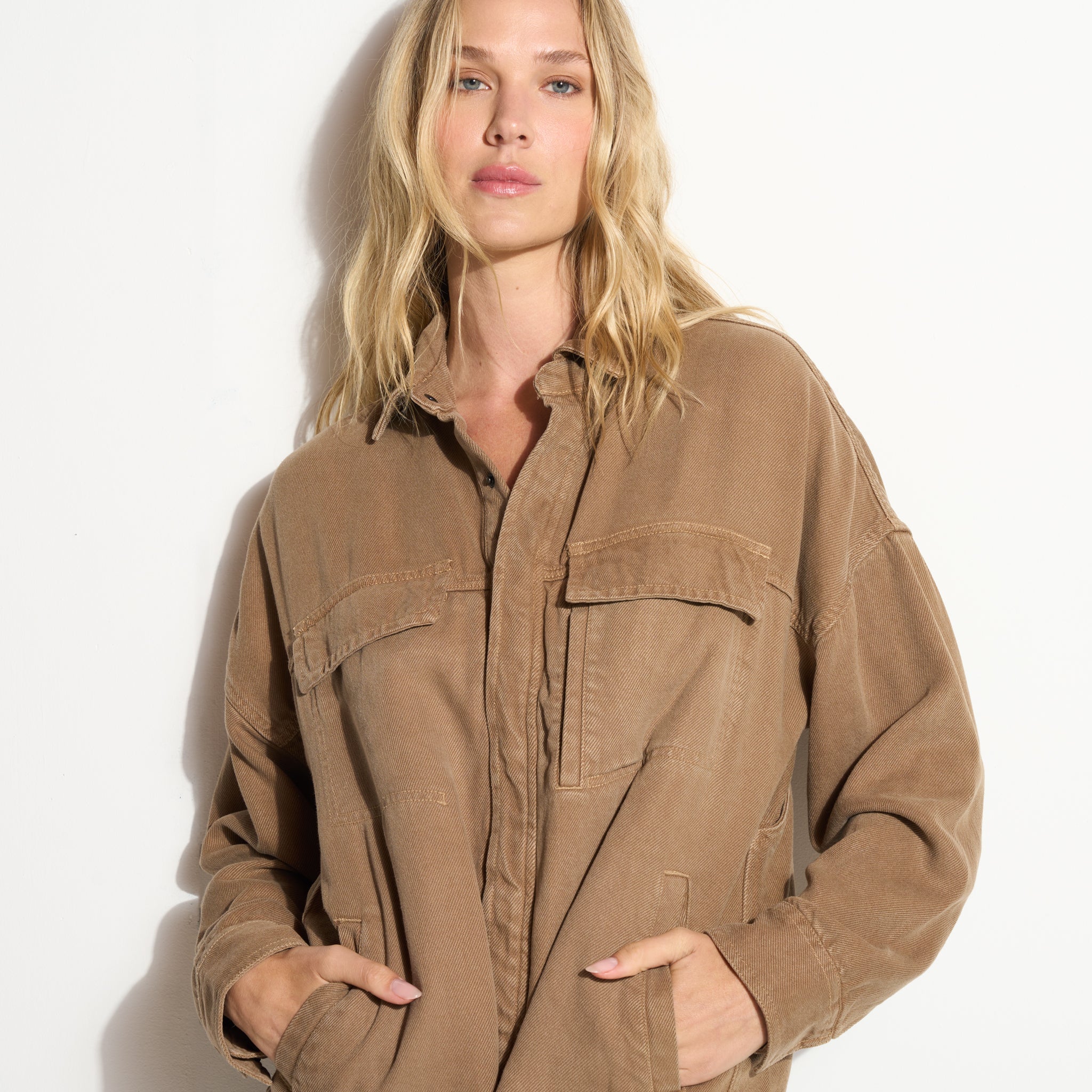 Odette Drape Denim Twill Shirt Jacket