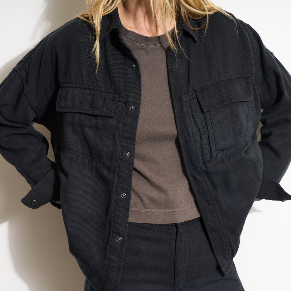 Odette Drape Denim Twill Shirt Jacket