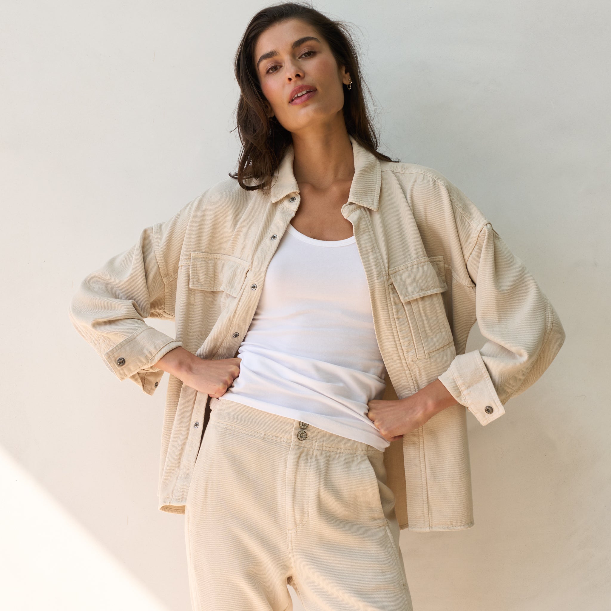 Odette Drape Denim Twill Shirt Jacket