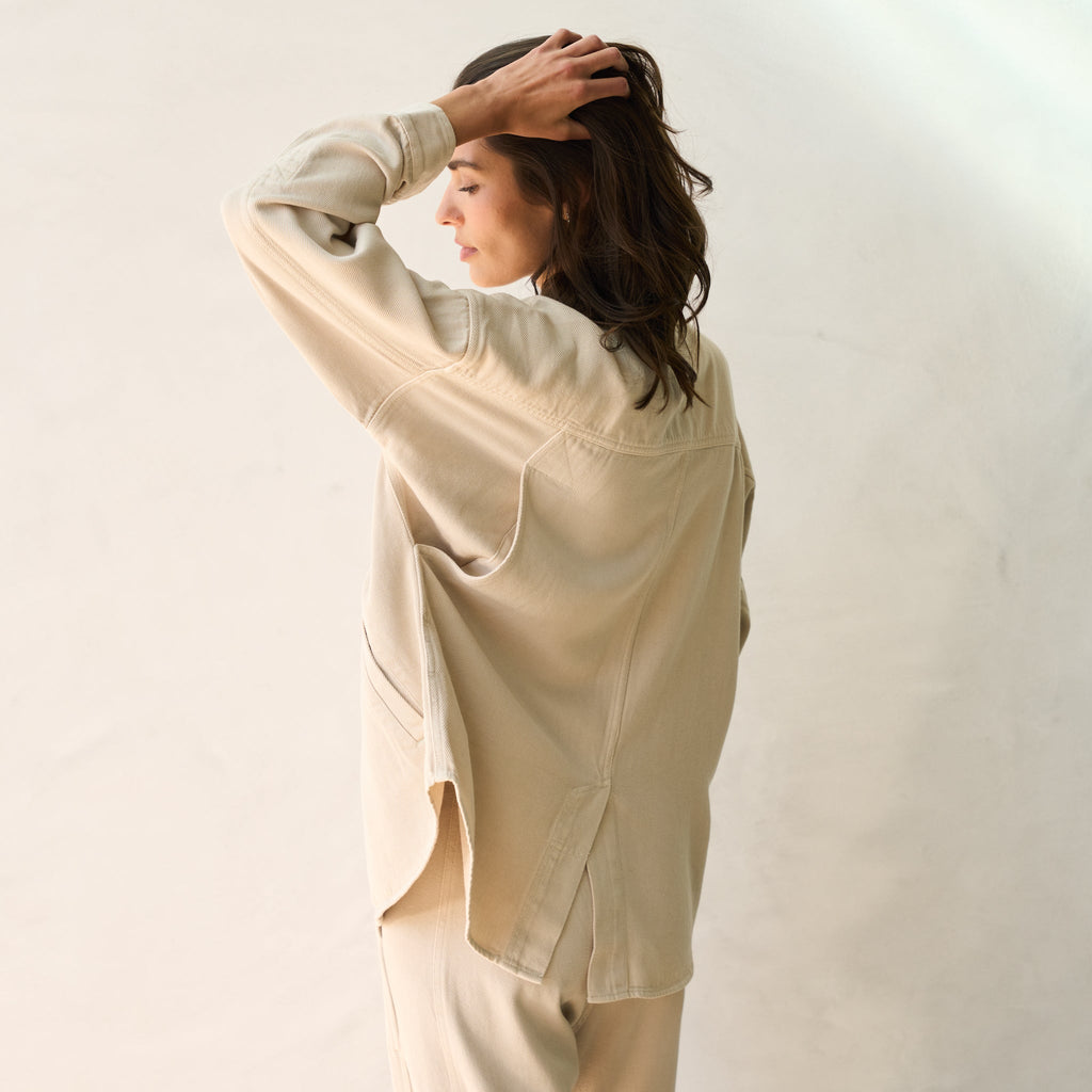 Odette Drape Denim Twill Shirt Jacket