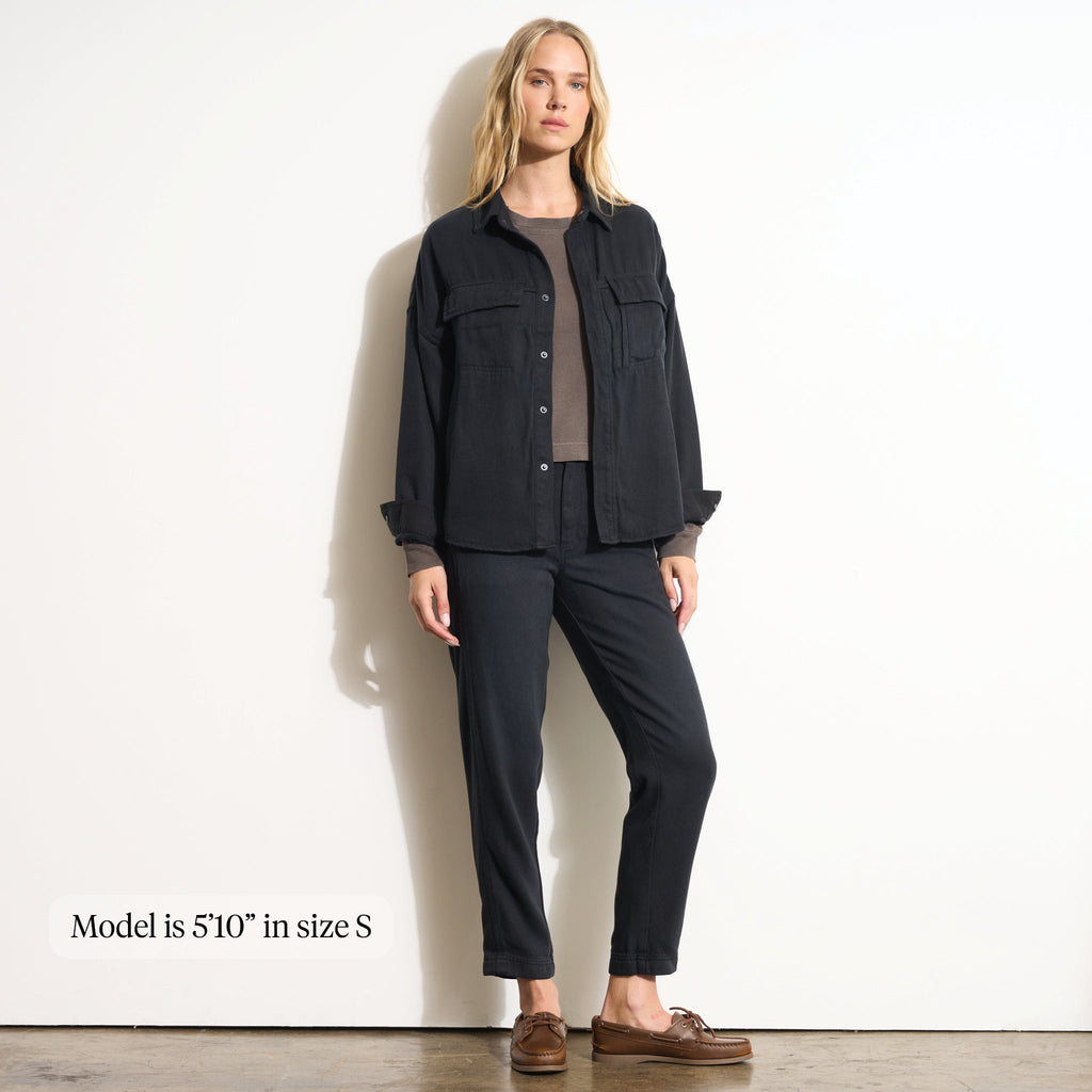 Odette Drape Denim Twill Shirt Jacket