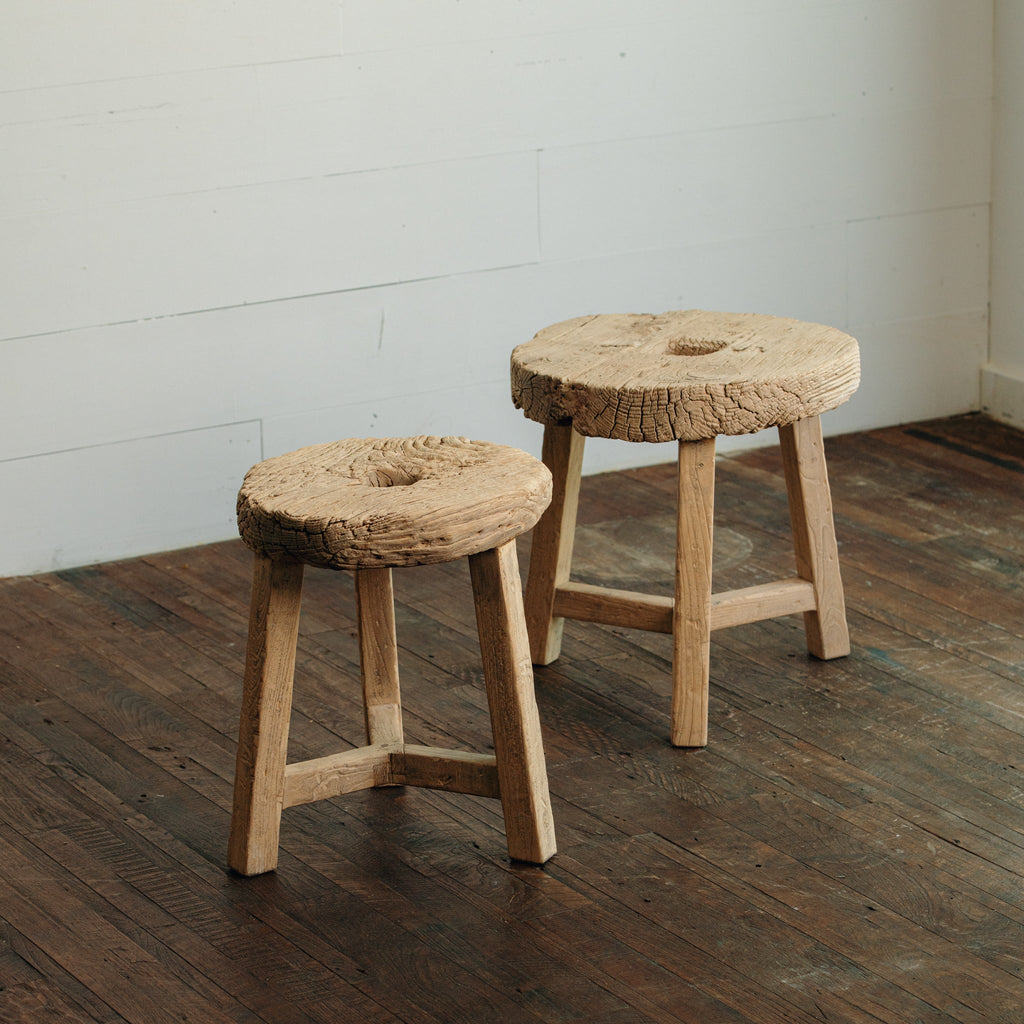 Rustic Round Stool with Opening