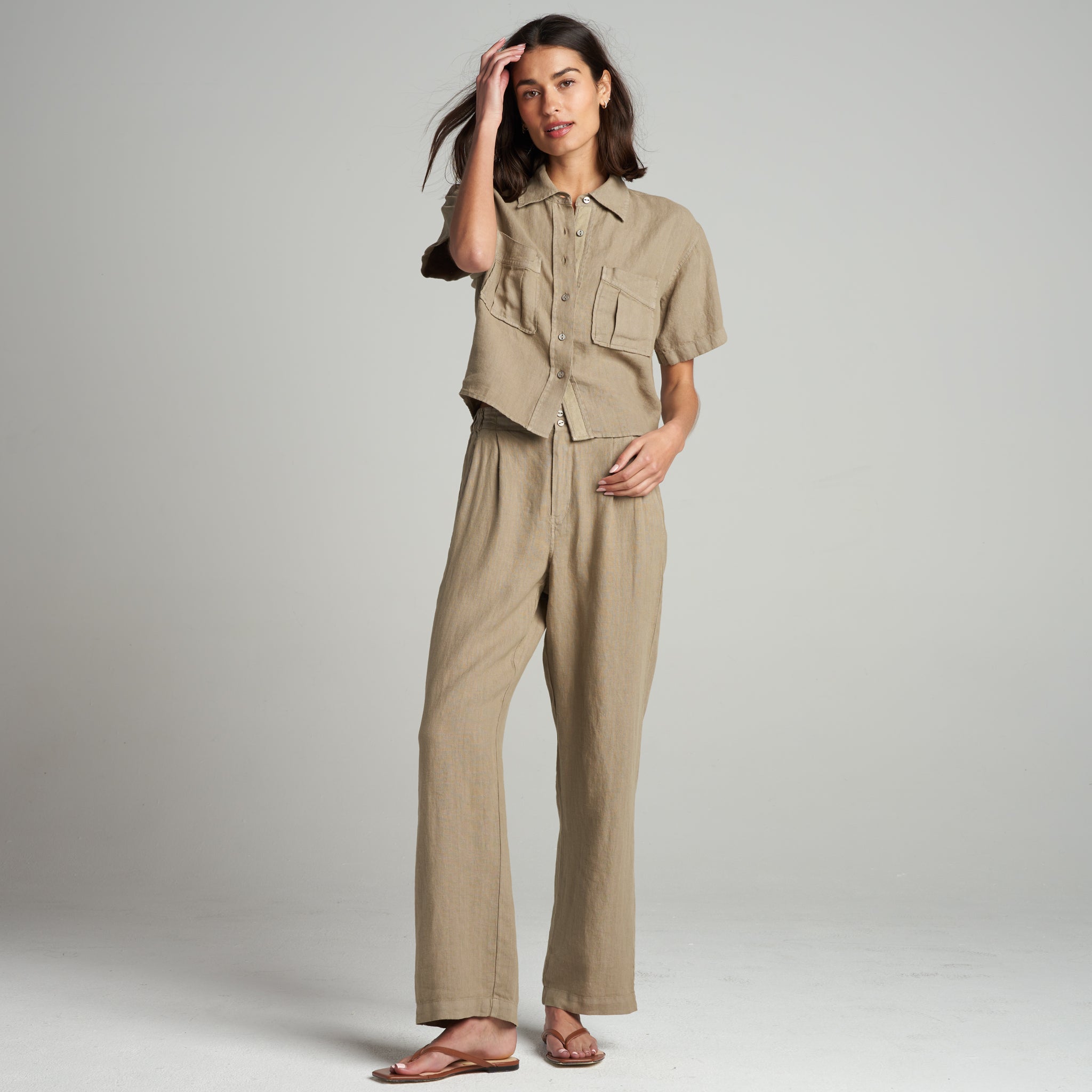 Sloane Short Sleeve Linen Blouse