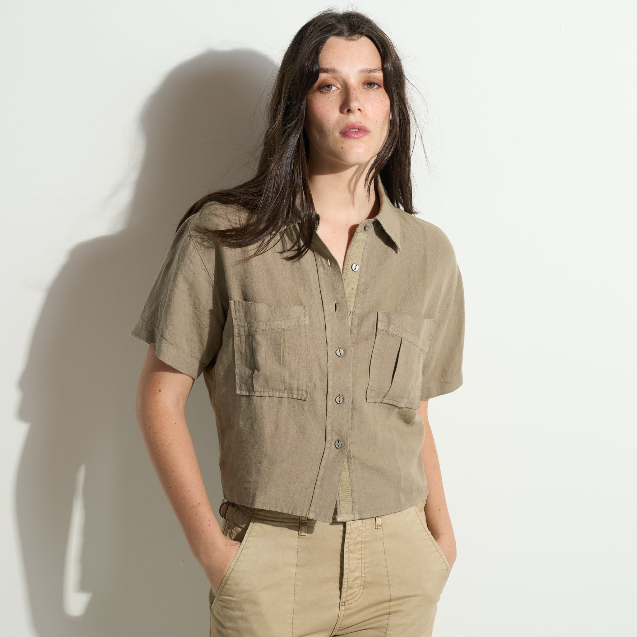 Sloane Short Sleeve Linen Blouse