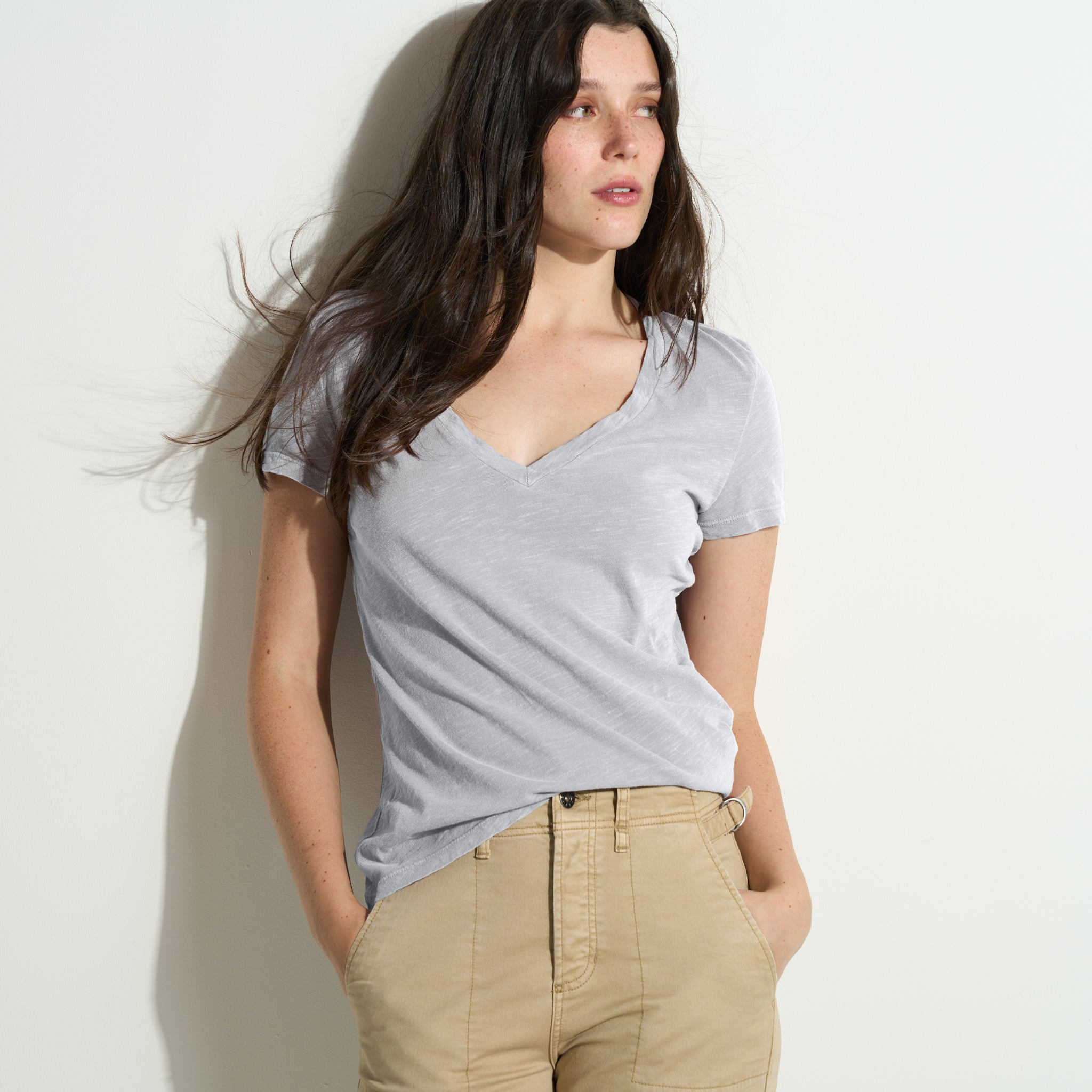 Tyler Deep V Neck Slub Tee
