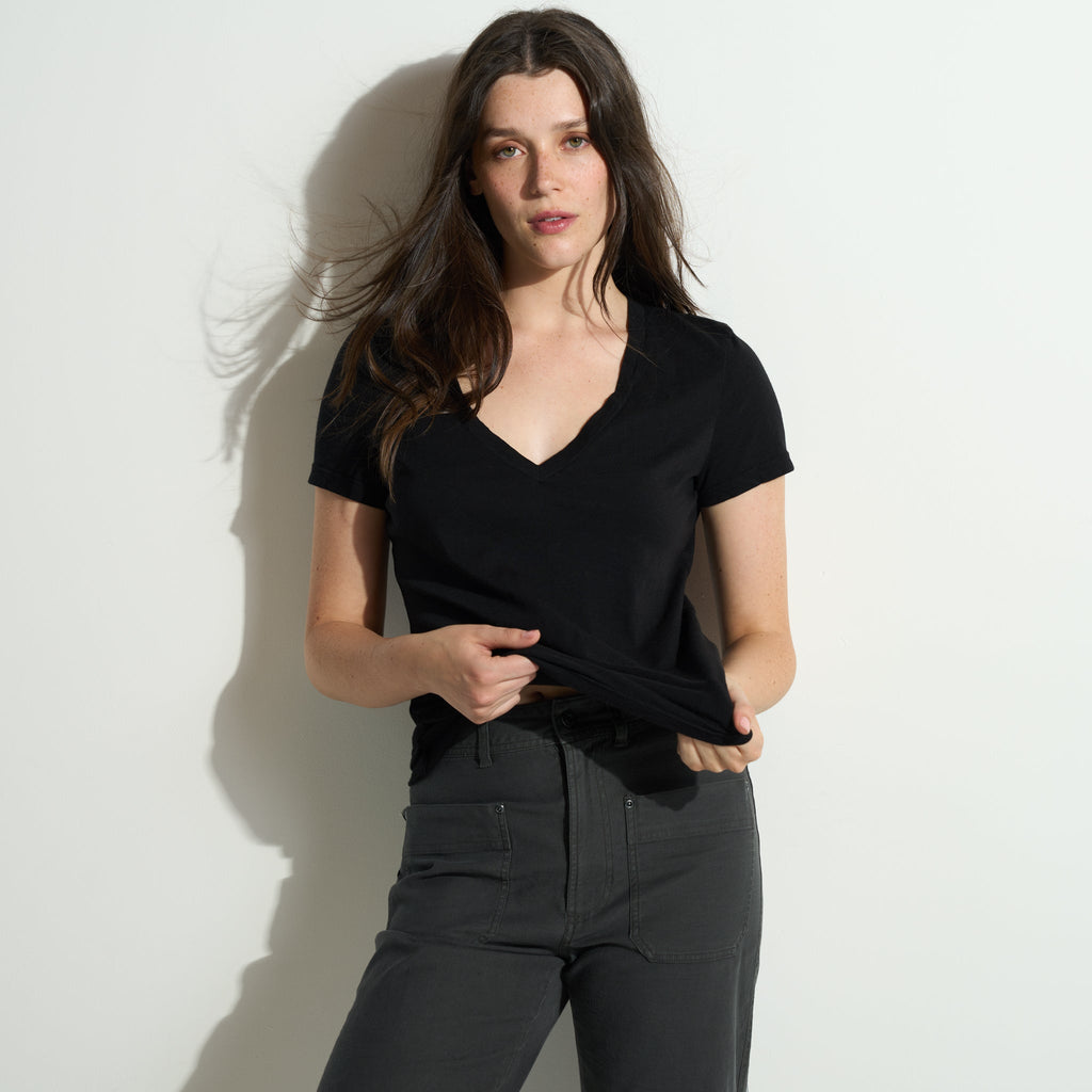 Tyler Deep V Neck Slub Tee