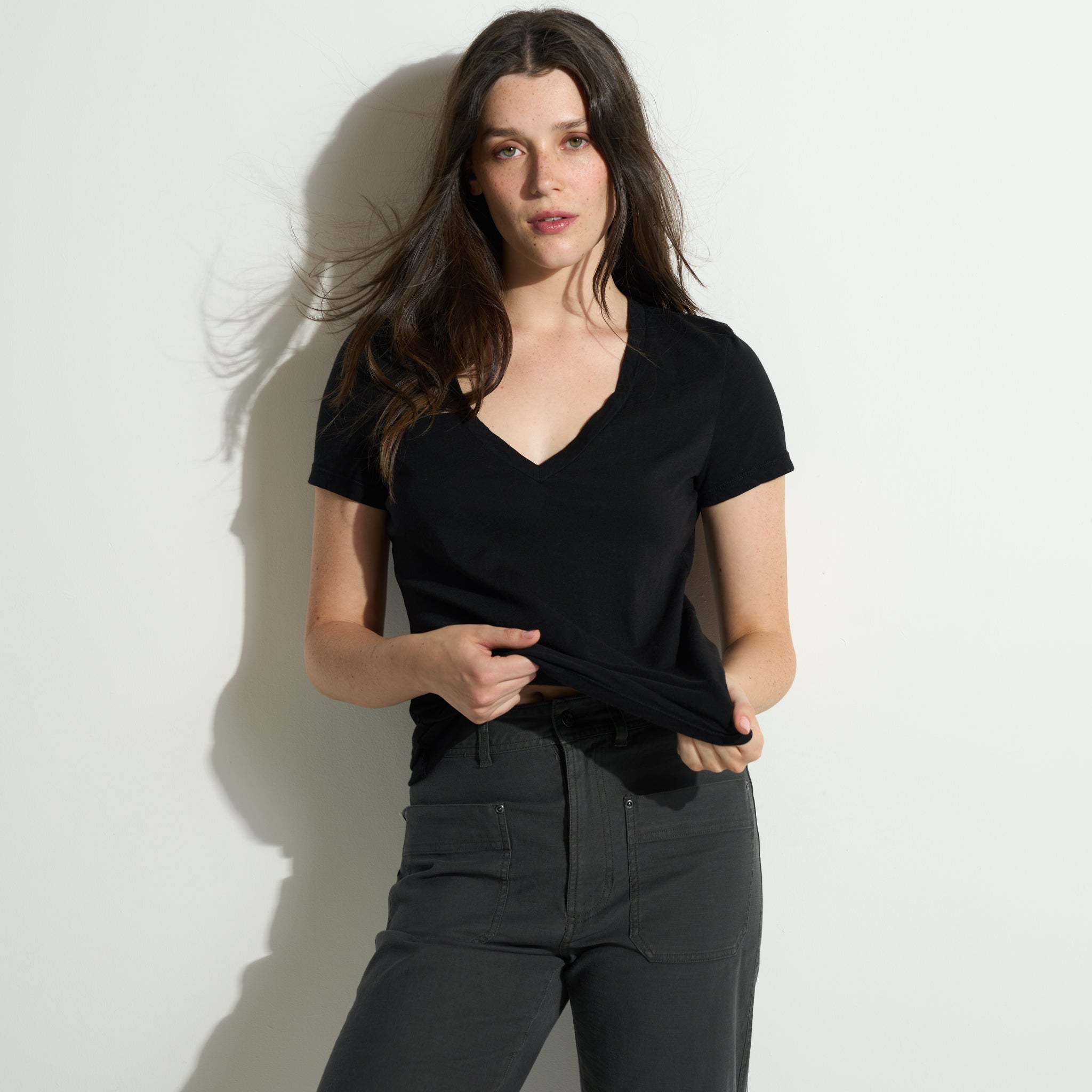 Tyler Deep V Neck Slub Tee