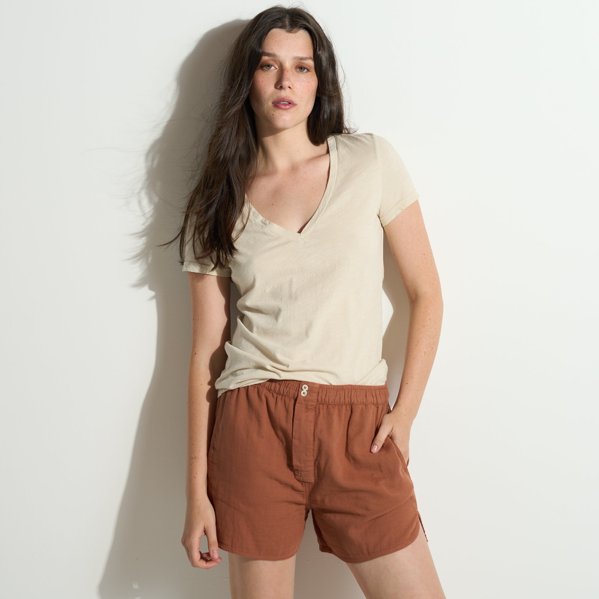 Tyler Deep V Neck Slub Tee
