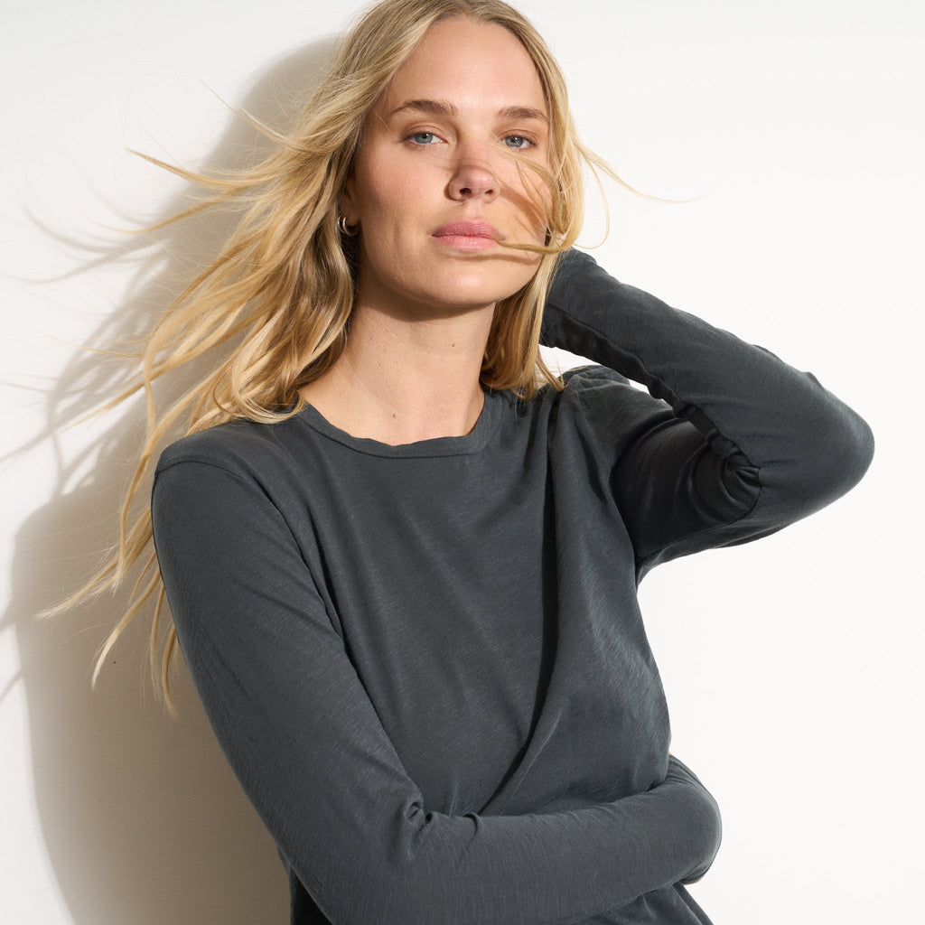 Tyler Long Sleeve Slub Crew Neck Tee