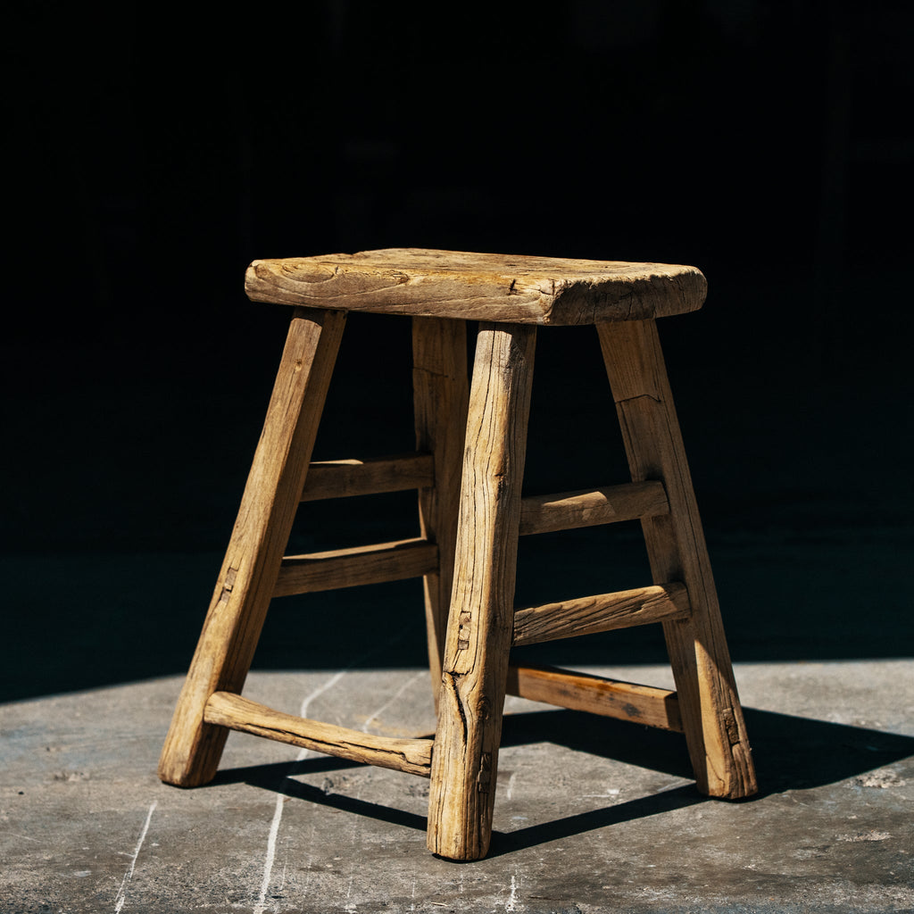 Vintage Elm Rectangular Stool