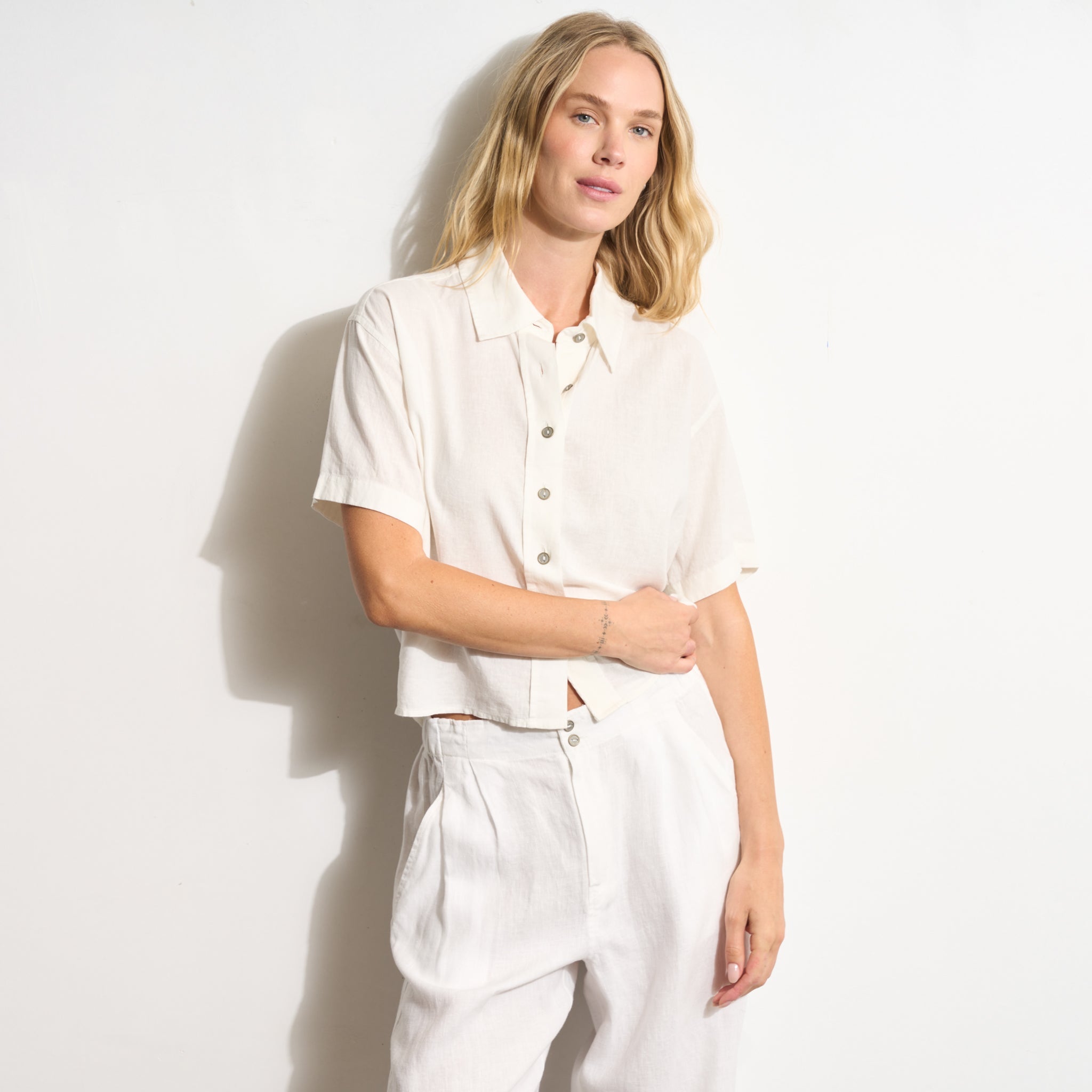 Violet Short Sleeve Linen Shirt