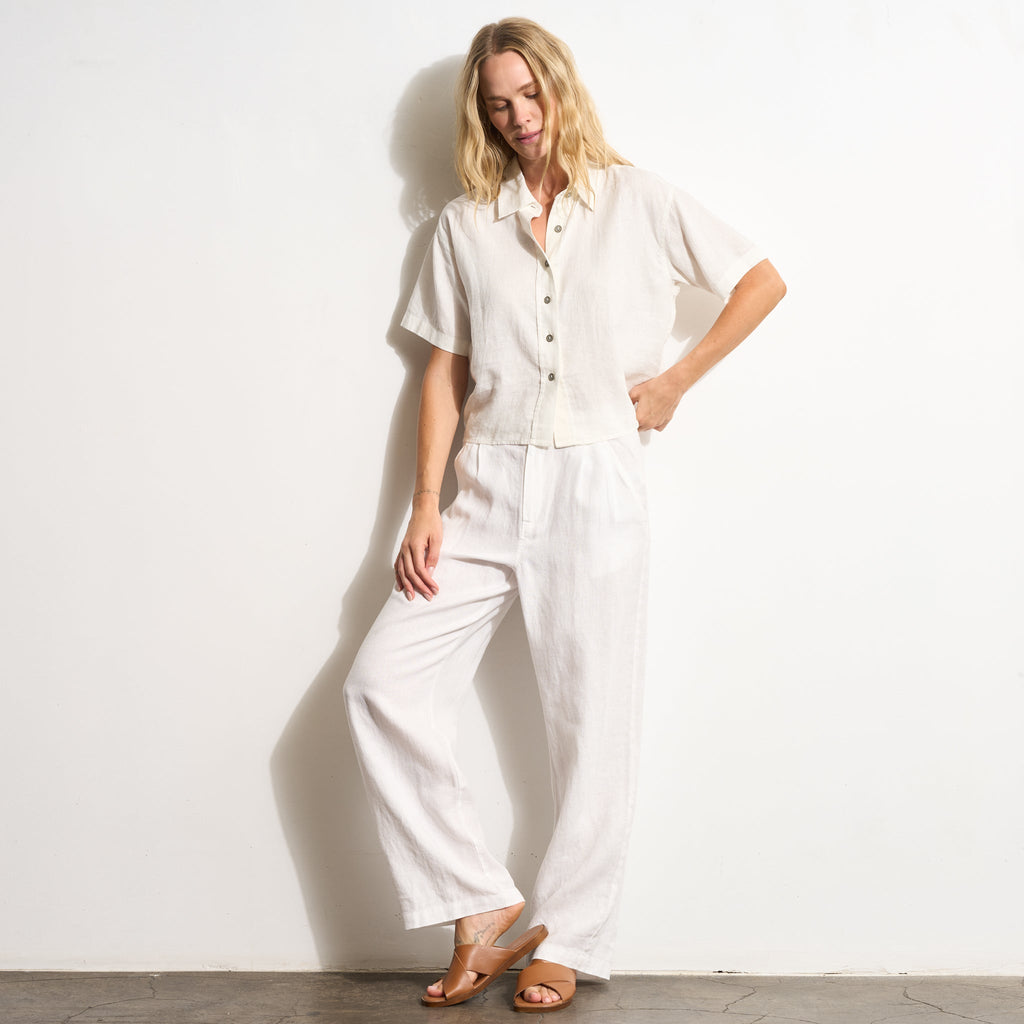 Violet Short Sleeve Linen Shirt