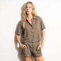 Violet Short Sleeve Linen Shirt