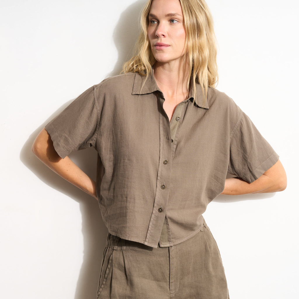 Violet Short Sleeve Linen Shirt
