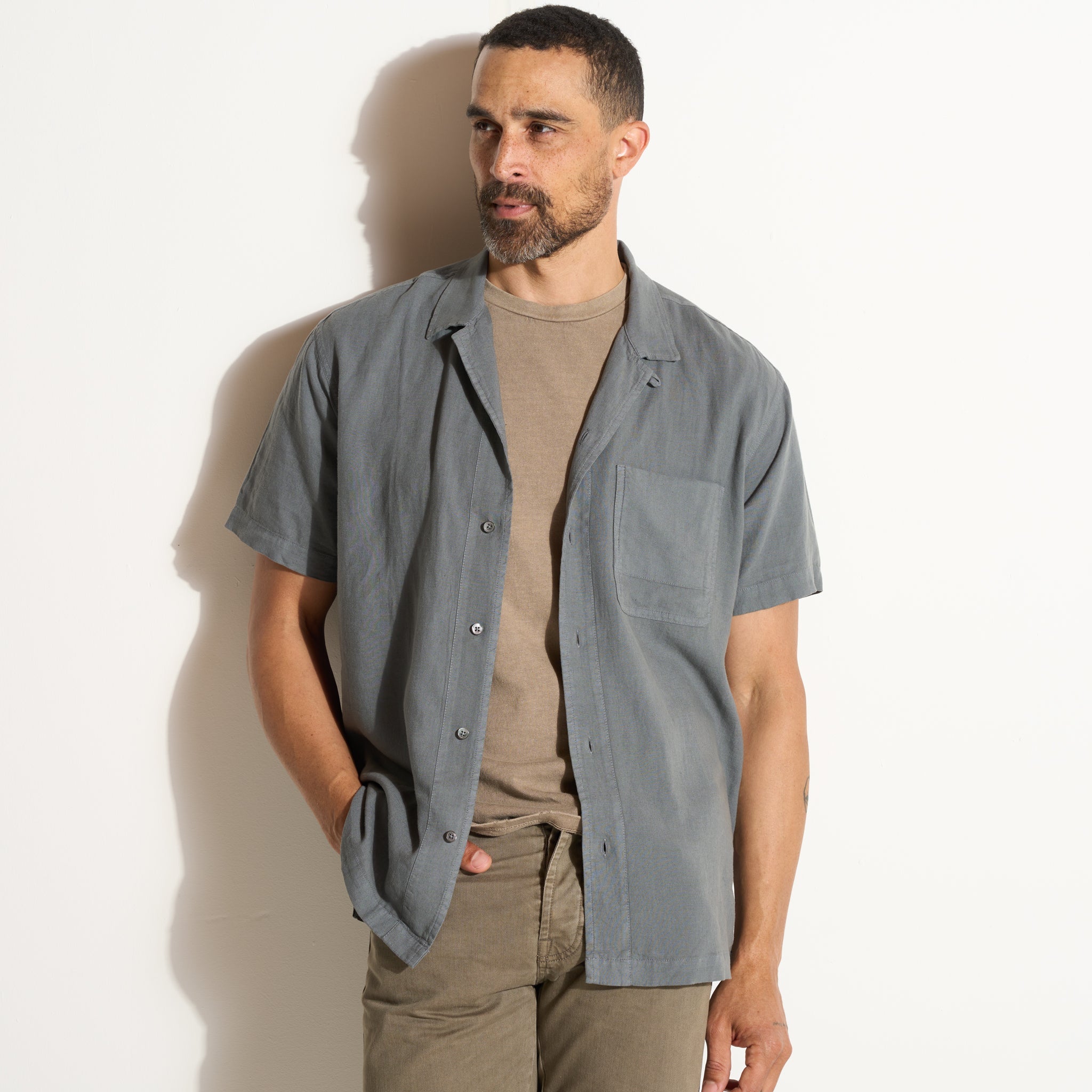 Zion Linen Tabby Weave Camp Shirt