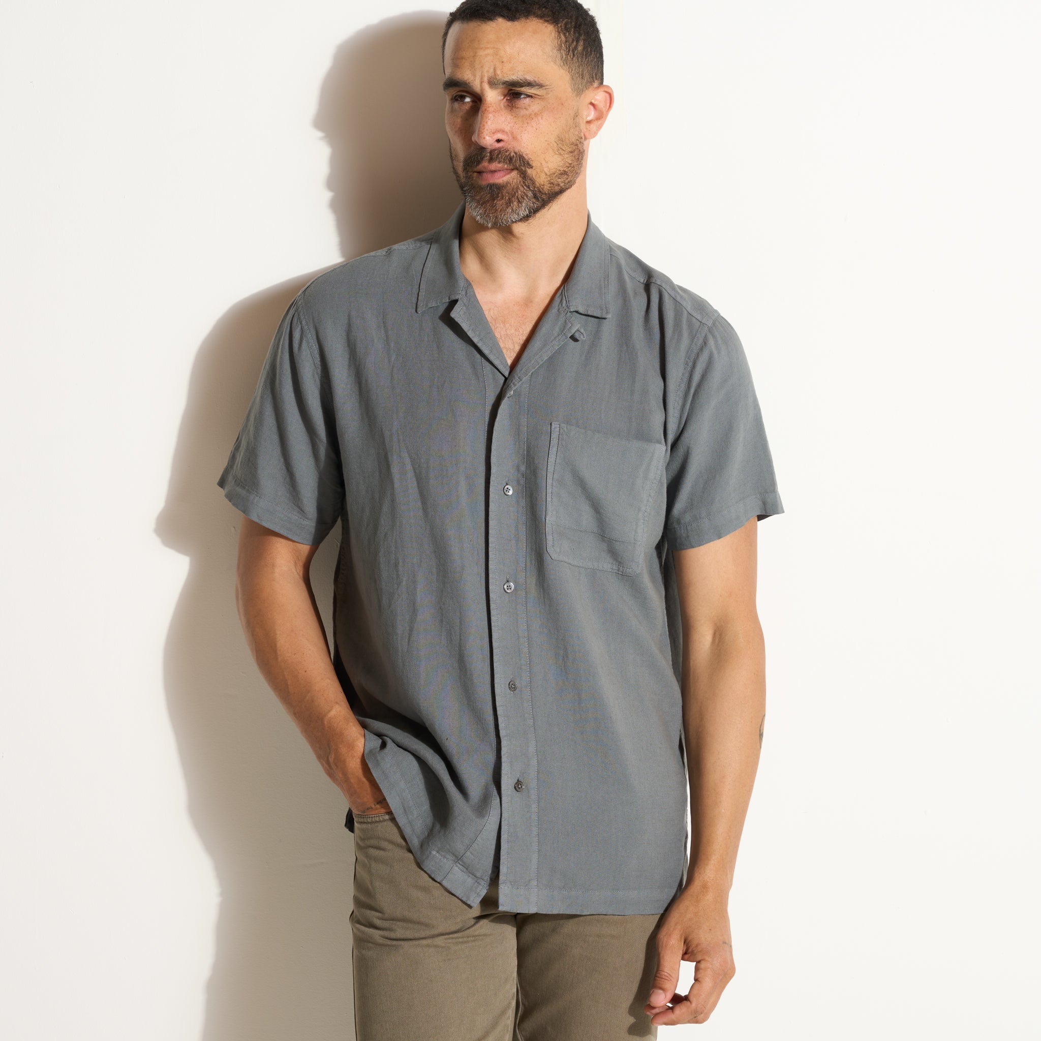 Zion Linen Tabby Weave Camp Shirt
