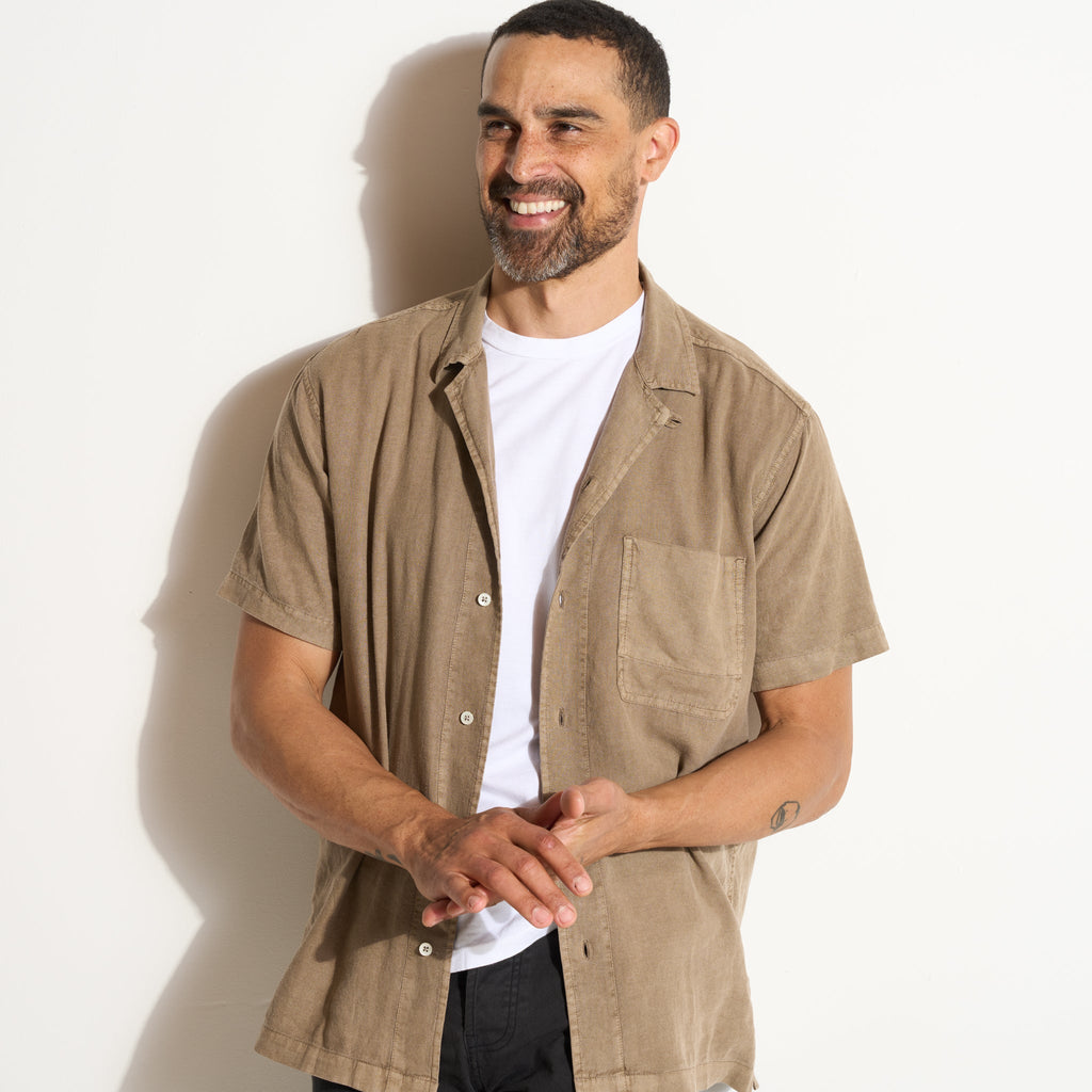 Zion Linen Tabby Weave Camp Shirt