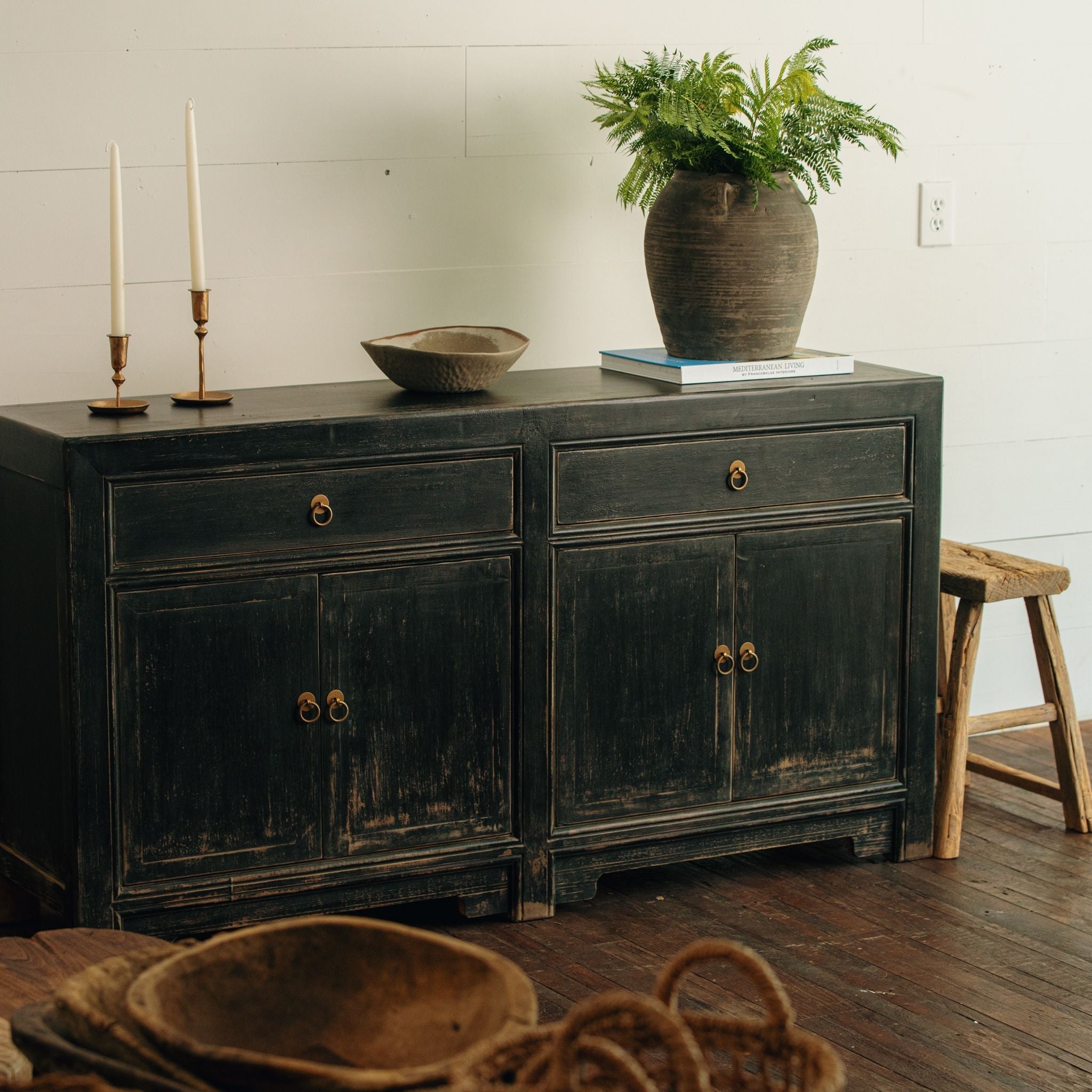 2 Drawer Black Buffet Cabinet