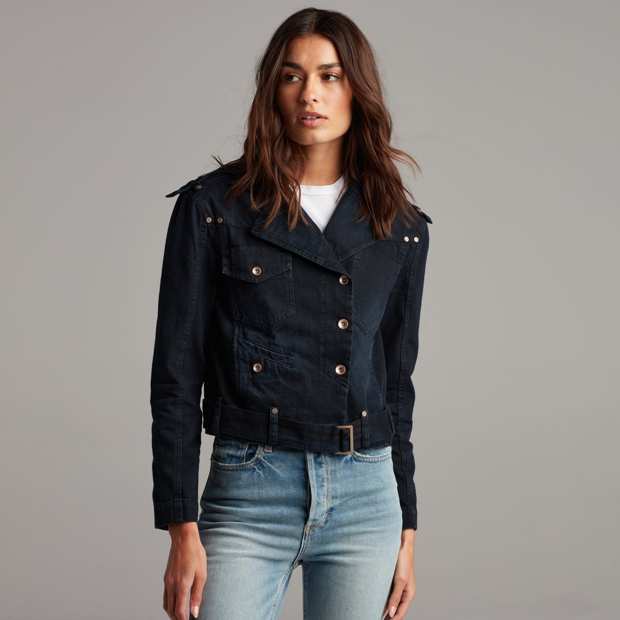 Jamie Cropped Denim Moto