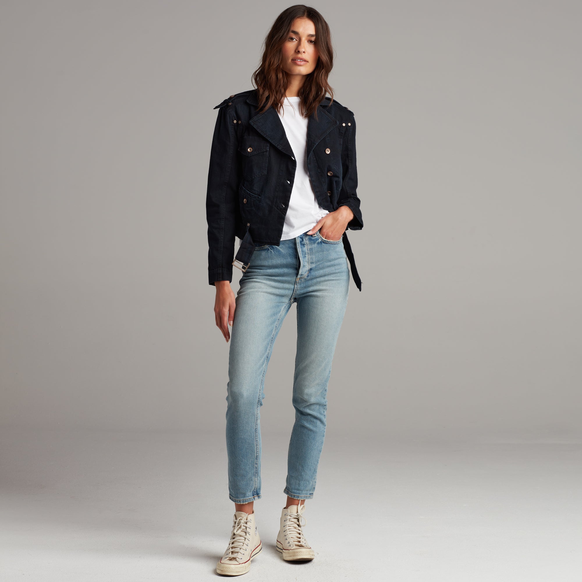 Jamie Cropped Denim Moto