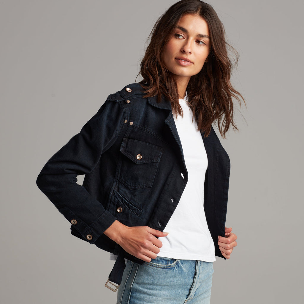 Jamie Cropped Denim Moto