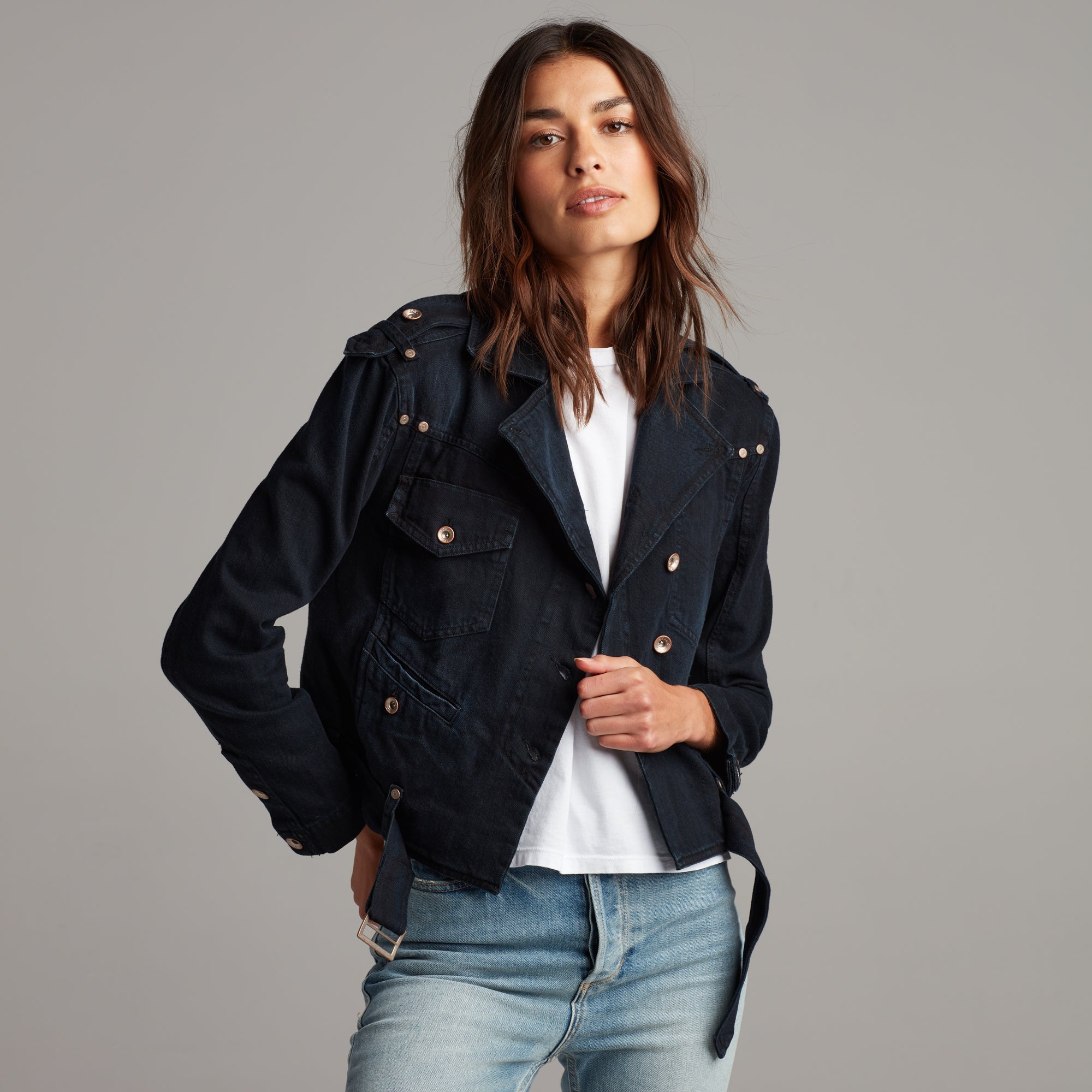 Jamie Cropped Denim Moto