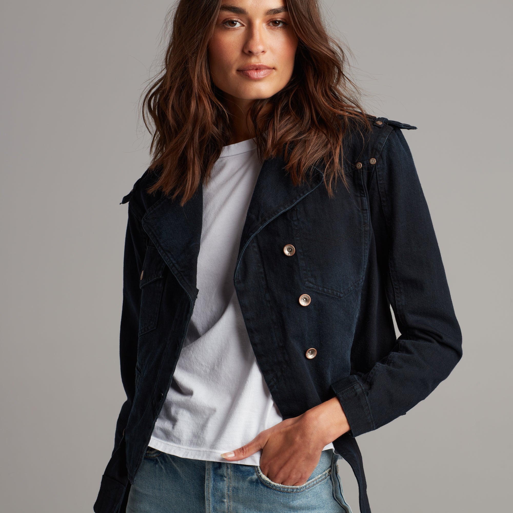 Jamie Cropped Denim Moto