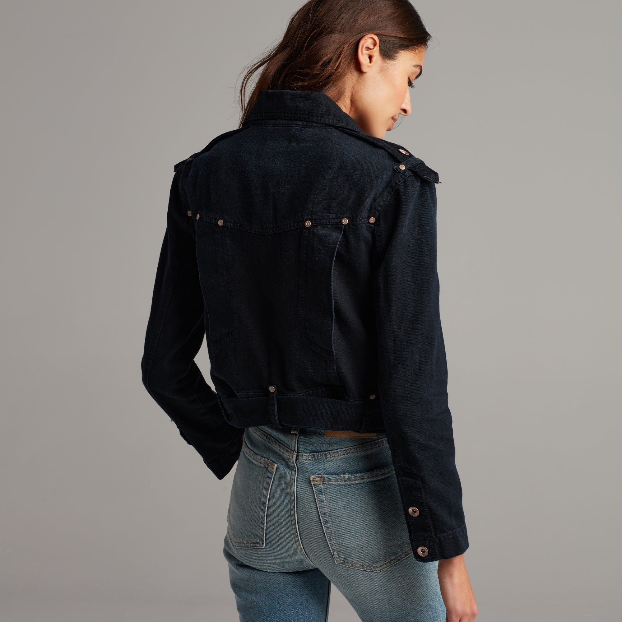 Jamie Cropped Denim Moto