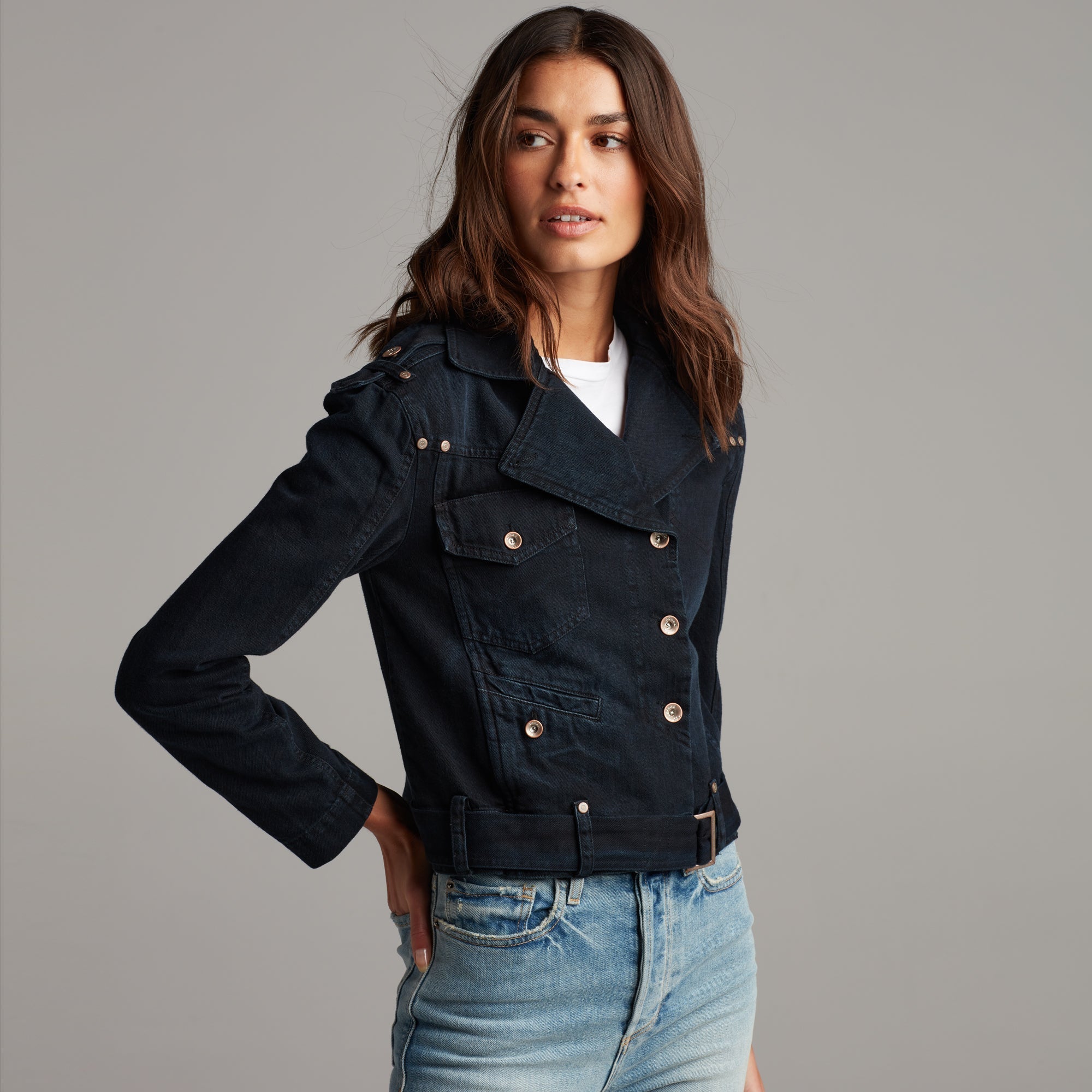 Jamie Cropped Denim Moto