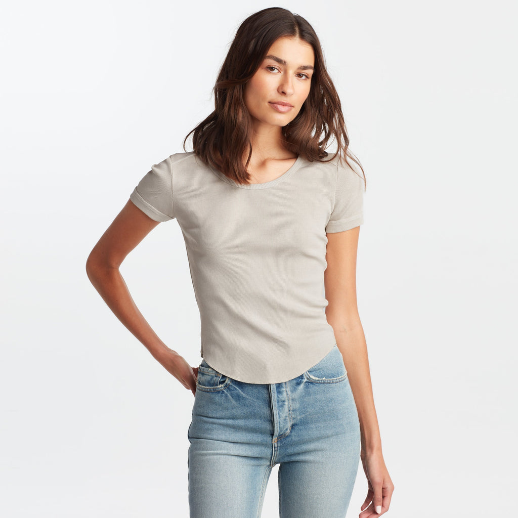 Oslo Scoop Neck Ribbed Tee