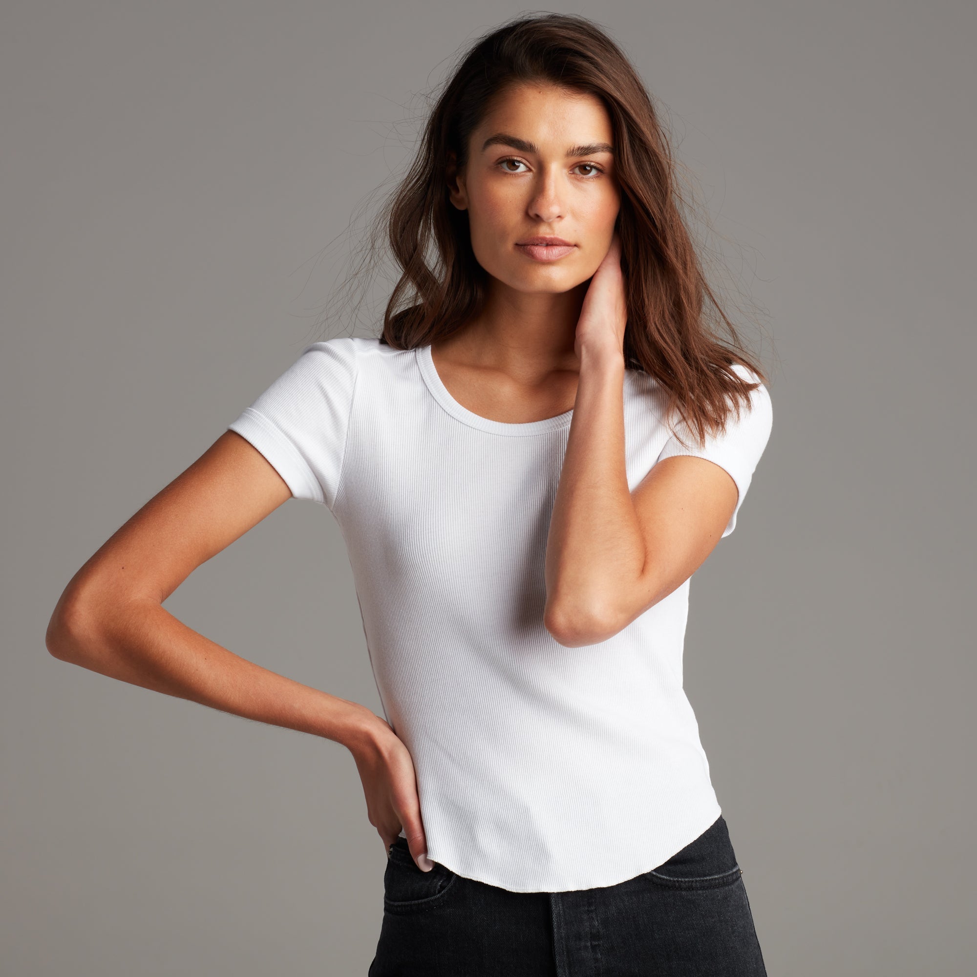 Oslo Scoop Neck Ribbed Tee