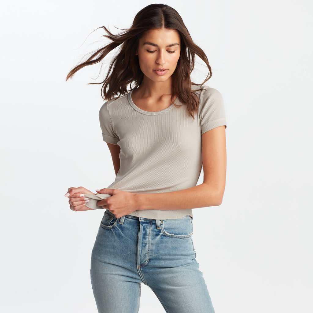 Oslo Scoop Neck Ribbed Tee