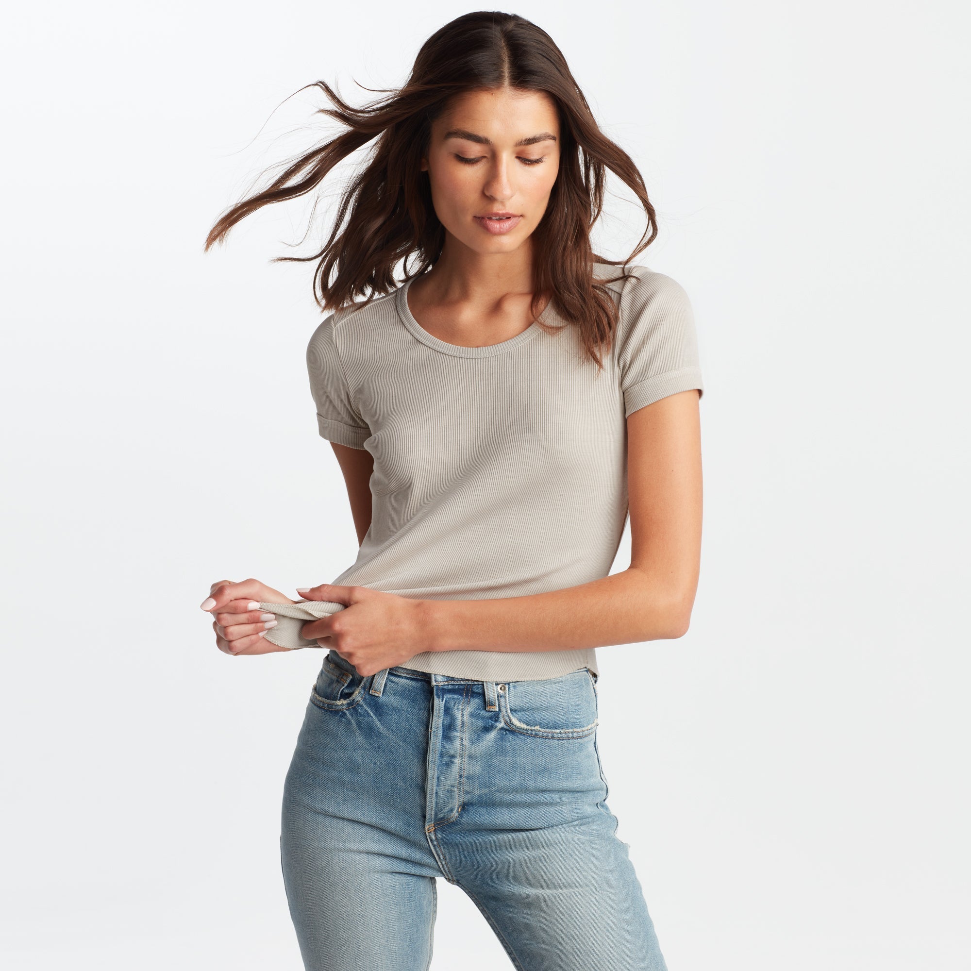 Oslo Scoop Neck Ribbed Tee