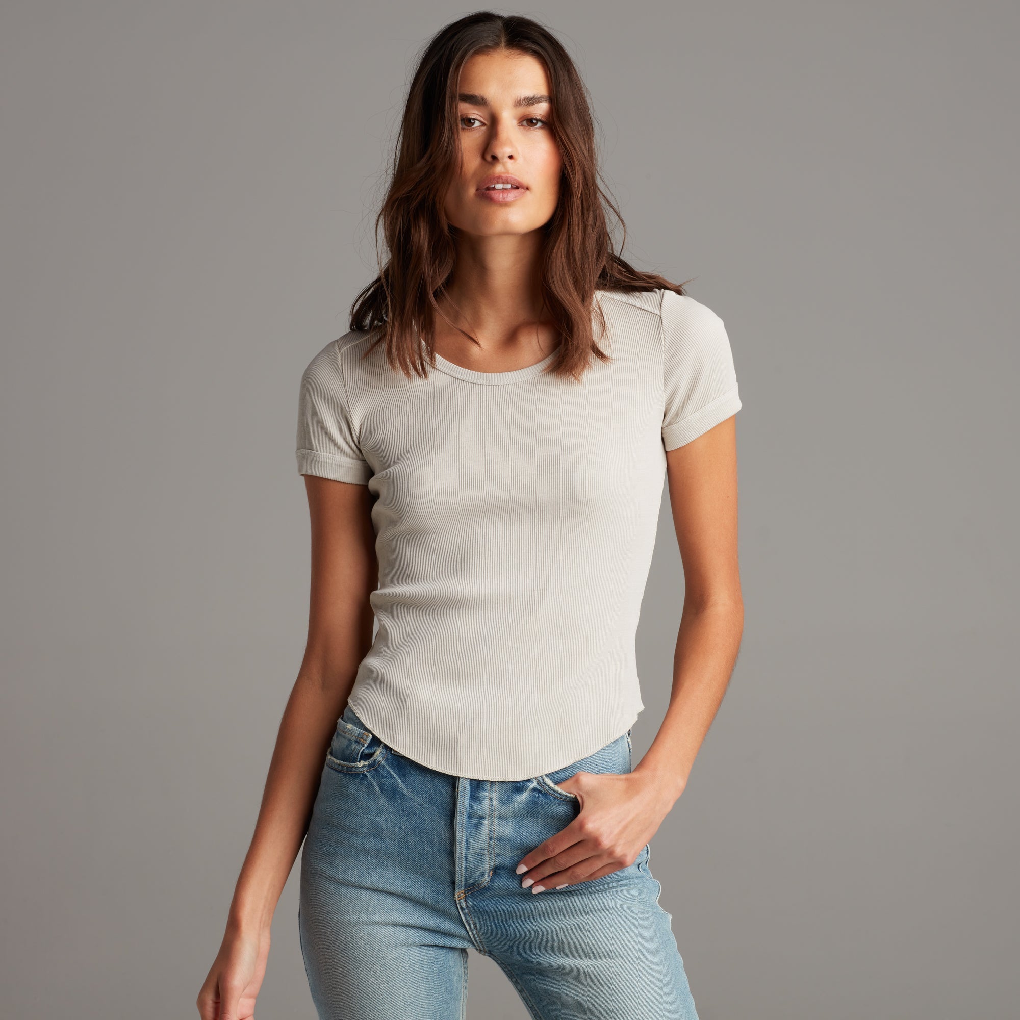 Oslo Scoop Neck Ribbed Tee
